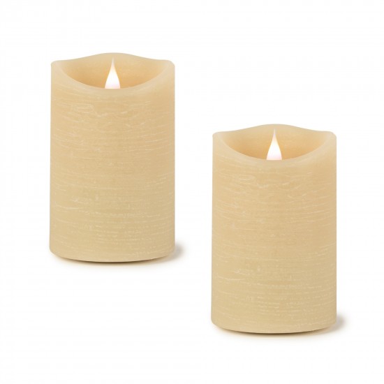Simplux Led Candle w/ Remote (Set Of 2) 4/8h Timer 5.5" Wax/Plastic, Beige