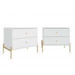 Jasper Full Extension Drawer Nightstand in White Gloss (Set of 2)