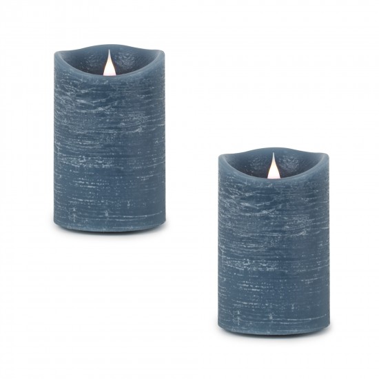 Simplux Led Candle w/ Remote (Set Of 2) 4/8h Timer 5.5" Wax/Plastic, Blue