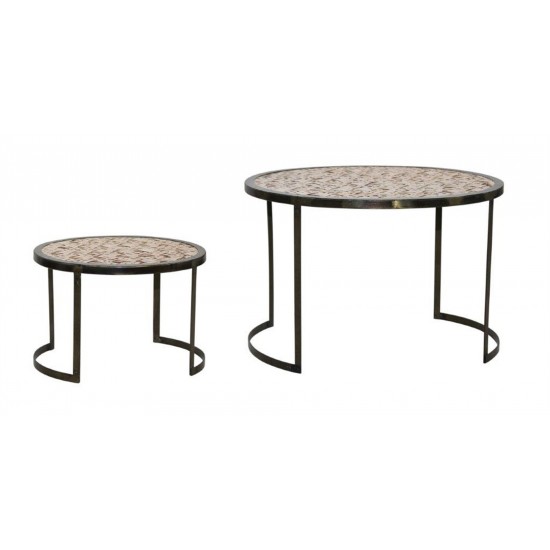 Pedestal (Set Of 2) 10.5"D x 7"H, 15.75"D x 10.5"H Iron/Mdf