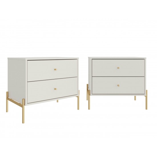 Jasper Full Extension Drawer Nightstand in Off White (Set of 2)