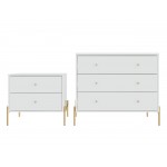 Jasper Full Extension Dresser and Nightstand Set of 2 in White Gloss