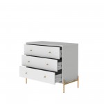 Jasper Full Extension Dresser and Nightstand Set of 2 in White Gloss