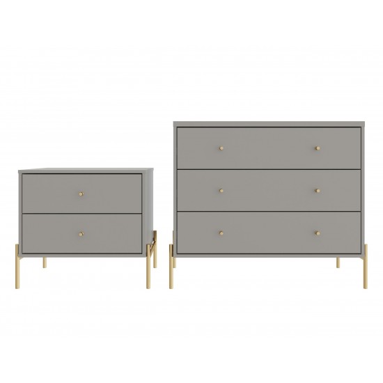 Jasper Full Extension Dresser and Nightstand Set of 2 in Grey