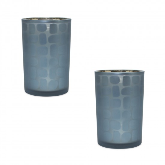 Candle Holder (Set Of 2) 4.75"D x 7.25"H Glass, Blue
