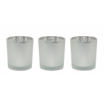 Votive Holder (Set Of 3) 3"D x 3.25"H Glass, Silver