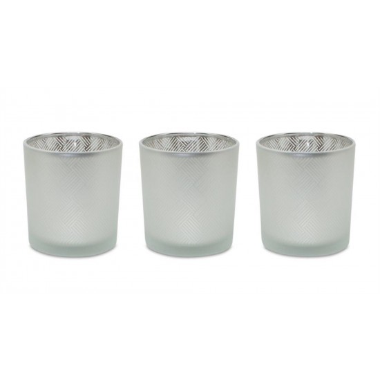 Votive Holder (Set Of 3) 3"D x 3.25"H Glass, Silver