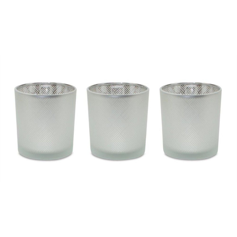 Votive Holder (Set Of 3) 3"D x 3.25"H Glass, Silver