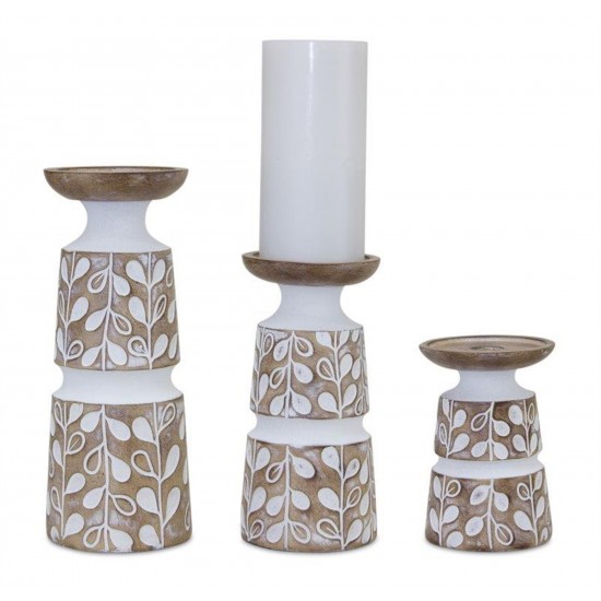 Candle Holder (Set Of 3) 5.5"H, 8"H, 10.25"H Resin