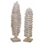 Leaf On Stand (Set Of 2) 14.75"H, 17.25"H Resin