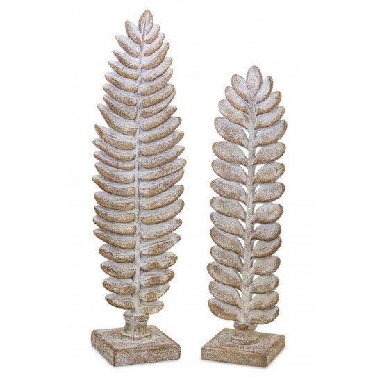 Leaf On Stand (Set Of 2) 14.75"H, 17.25"H Resin