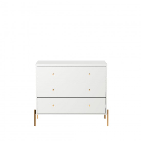 Jasper Tall Dresser, Classic Dresser and Nightstand Set of 3 in White Gloss