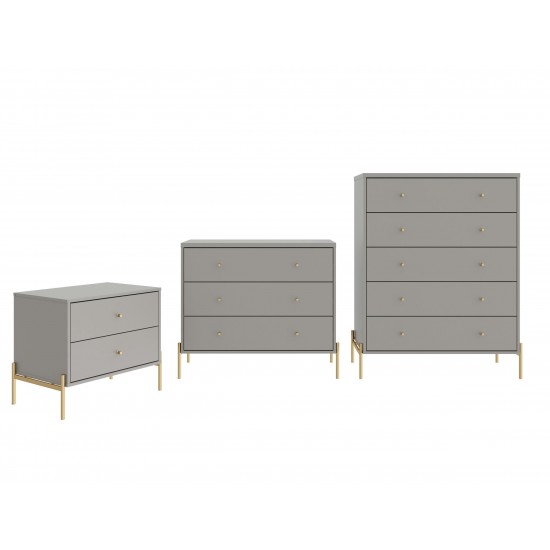 Jasper Tall Dresser, Classic Dresser and Nightstand Set of 3 in Grey