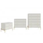 Jasper Tall Dresser, Classic Dresser and Nightstand Set of 3 in Off White