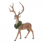 Deer W/Wreath (Set Of 2) 16"L x 28"H, 17"L x 28.5"H Resin