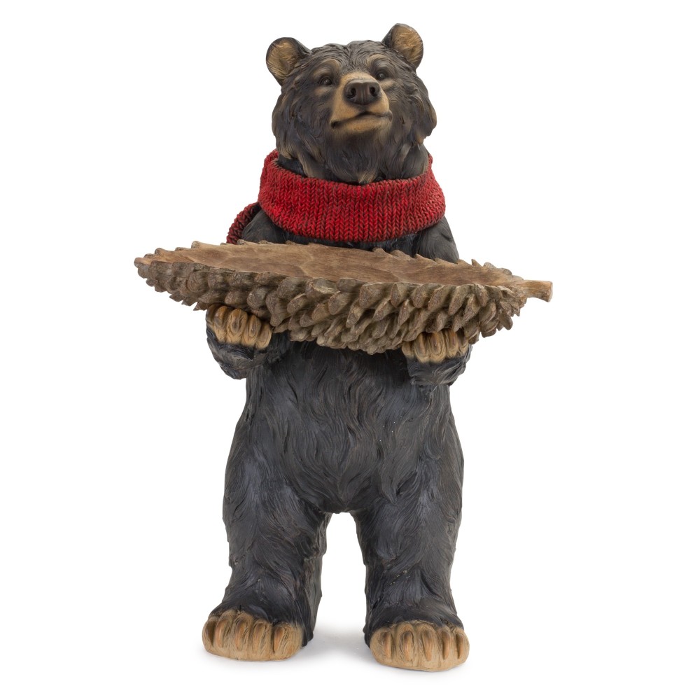 Bear W/Pine Cone Bowl 11.5"L x 21.5"H Resin