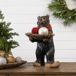 Bear W/Pine Cone Bowl 11.5"L x 21.5"H Resin