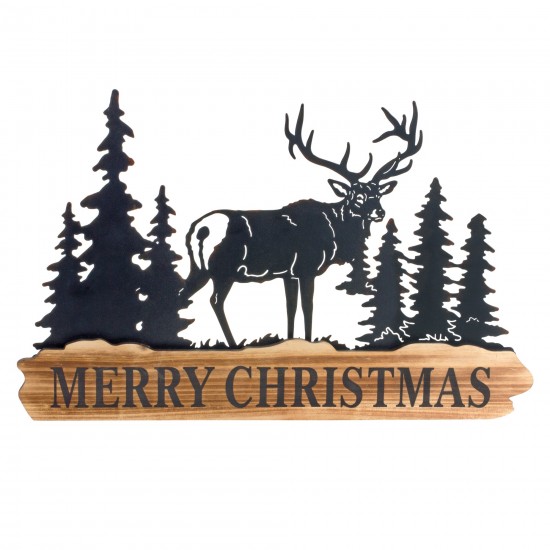 Merry Christmas Sign (Set Of 2) 18"L x 11"H Metal/Wood