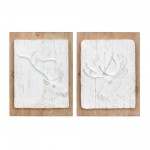 Moose And Deer Plaque (Set Of 2) 11.75"L x 16"H Mdf/Resin