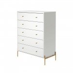 Jasper Tall Dresser and Double Wide Dresser Set of 2 in White Gloss