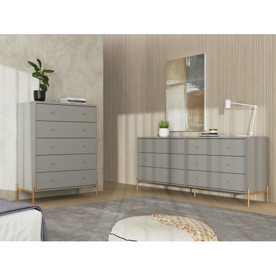 Jasper Full Extension Tall Dresser and Double Wide Dresser Set of 2 in Grey