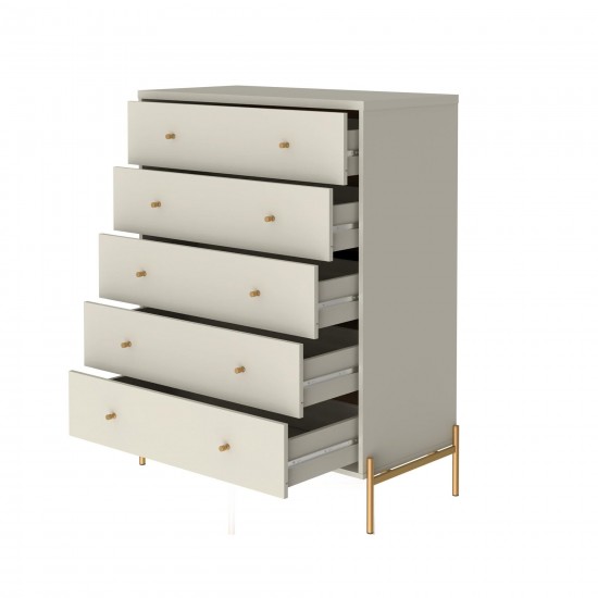 Jasper Full Extension Tall Dresser and Double Wide Dresser Set of 2 in Off White