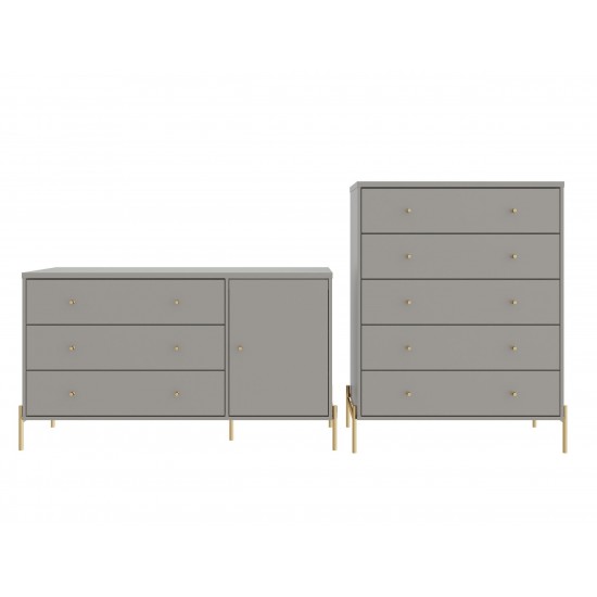 Jasper Full Extension Sideboard Dresser and Tall Dresser Set of 2 in Grey