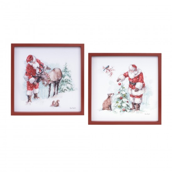 Santa And Animal Frame (Set Of 2) 14"Sq Mdf/Paper