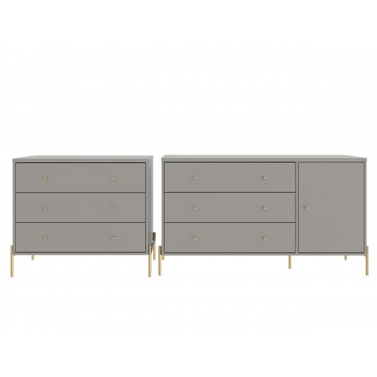 Jasper Full Extension Sideboard Dresser and Classic Dresser Set of 2 in Grey