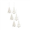 Tree Ornament (Set Of 6) 5"H, 5.75"H Glass, Silver, White