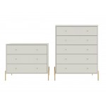 Jasper Full Extension Tall Dresser and Classic Dresser Set of 2 in Off White