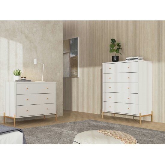 Jasper Full Extension Tall Dresser and Classic Dresser Set of 2 in Off White