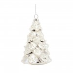 Tree Ornament (Set Of 6) 5"H, 5.75"H Glass, Silver, White