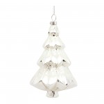 Tree Ornament (Set Of 6) 5"H, 5.75"H Glass, Silver, White