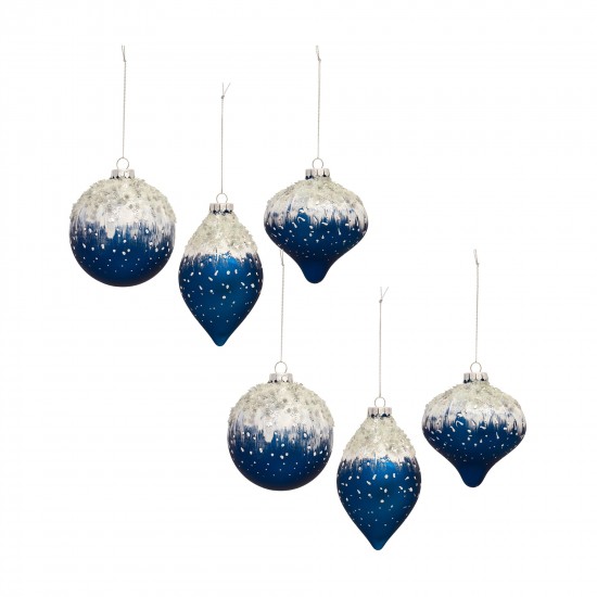 Ornament (Set Of 6) 5"H, 5"H, 6"H Glass