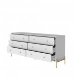 Jasper Full Extension Double Wide Dresser and Nightstand Set of 2 in White Gloss