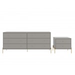 Jasper Full Extension Double Wide Dresser and Nightstand Set of 2 in Grey