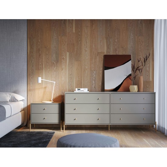 Jasper Full Extension Double Wide Dresser and Nightstand Set of 2 in Grey