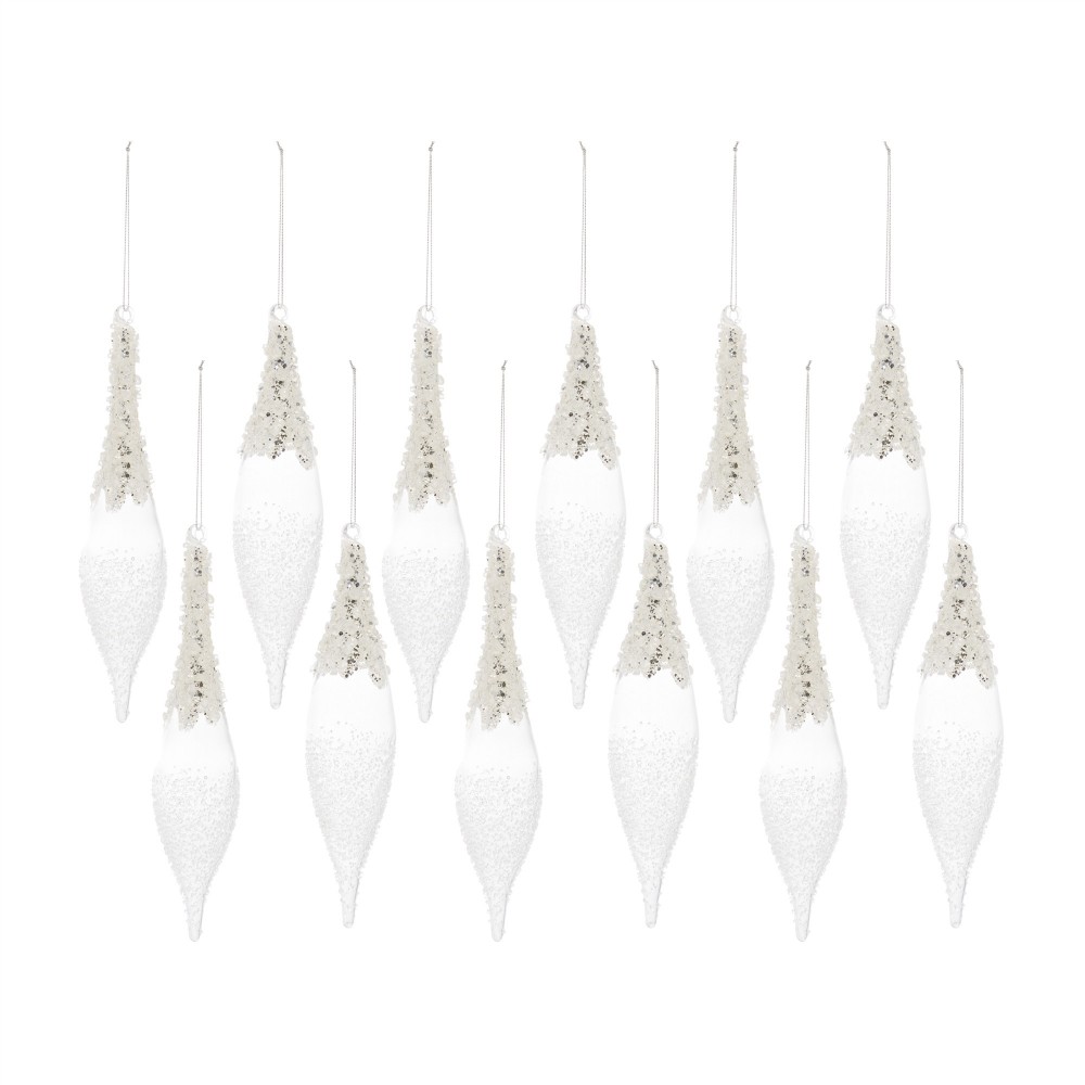 Drop Ornament (Set Of 12) 9"H Glass