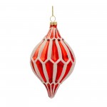 Ornament (Set Of 6) 4.75"H, 5.75"H Glass, Red, White