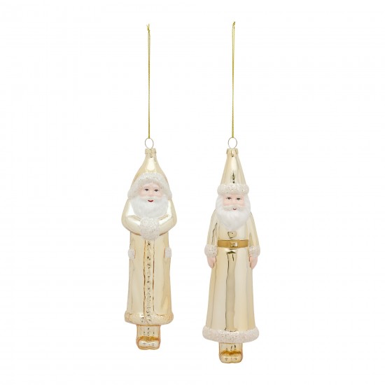 Santa Ornament (Set Of 12) 8.75"H Glass