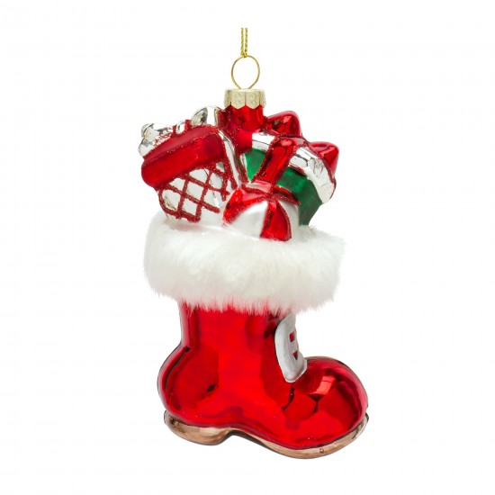 Boot And Package Ornament (Set Of 12) 5"H Glass