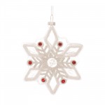 Snowflake Ornament (Set Of 12) 5.5"H Glass, Red, White