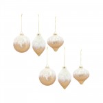 Ornament (Set Of 6) 5"H, 5"H, 5.75"H Glass, Gold