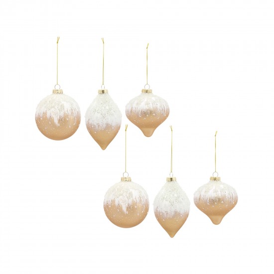 Ornament (Set Of 6) 5"H, 5"H, 5.75"H Glass, Gold