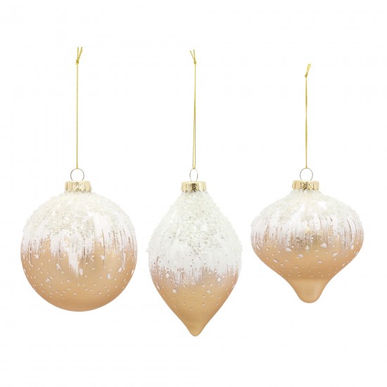 Ornament (Set Of 6) 5"H, 5"H, 5.75"H Glass, Gold