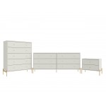 Jasper Tall Dresser, Double Wide Dresser and Nightstand Set of 3 in Off White