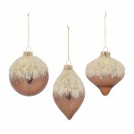 Ornament (Set Of 6) 5"H, 5"H, 5.75"H Glass, White, Brown