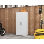 Eiffel 73.43" Garage Cabinet with 4 Adjustable Shelves in White Gloss