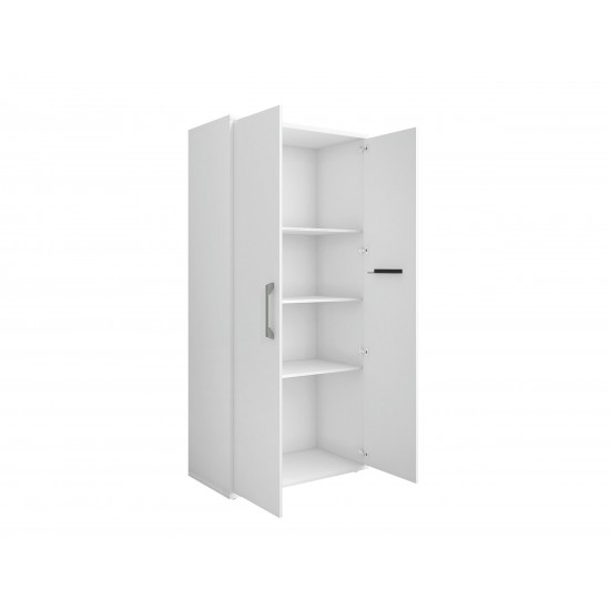 Eiffel 73.43" Garage Cabinet with 4 Adjustable Shelves in White Gloss